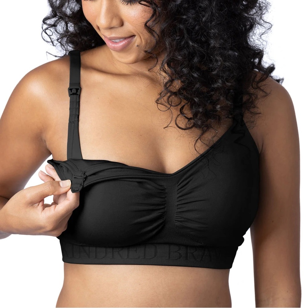 Convertible Sublime® Hands-Free Pumping & Nursing Bra Black Medium Busty